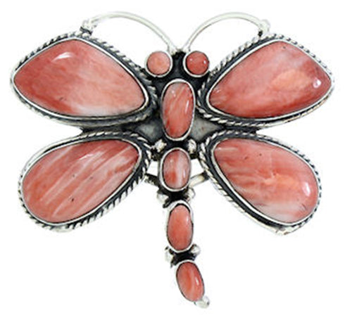 Large Statement Red Oyster Shell Dragonfly Ring Size 7-3/4 PS72680